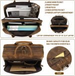 Ringsun Leather Briefcase for Men Large Satchel Bags, Mens Business Travel Case Messenger Bag, Fits 15.6" Leather Laptop Bag - Image 3
